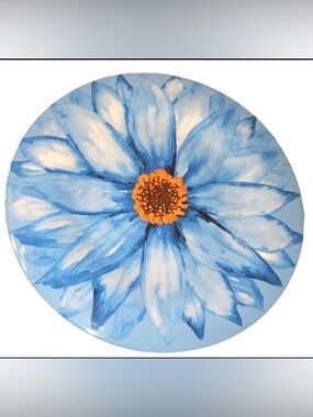 Blue Sunflower Plates Set of 4 Salad Melamine 9 in.